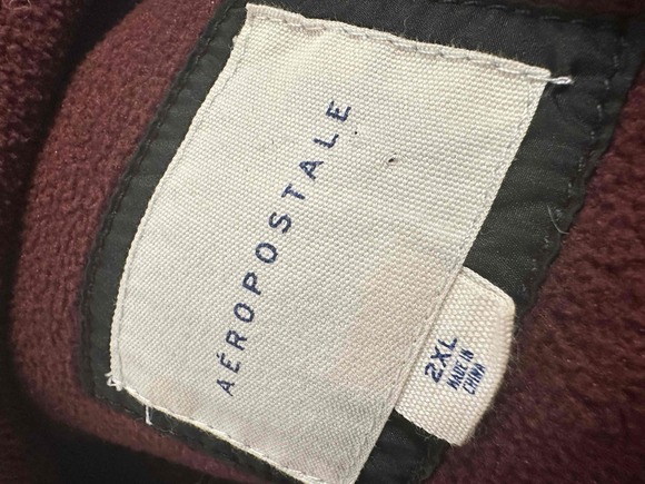 Aeropostale Pullover Unisex Size 2XL Black Red Colorblock Fleece - Picture 3 of 11